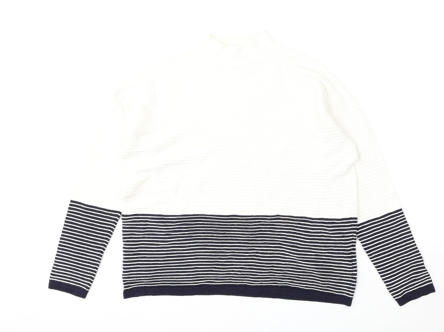 Topshop Womens Multicoloured Mock Neck Striped Viscose Pullover Jumper Size 12