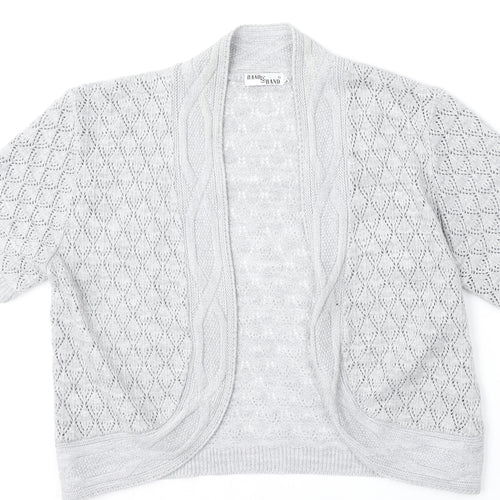 Hand to Hand Womens Grey V-Neck  Acrylic Cardigan Jumper Size L