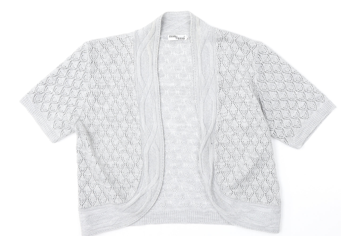 Hand to Hand Womens Grey V-Neck  Acrylic Cardigan Jumper Size L