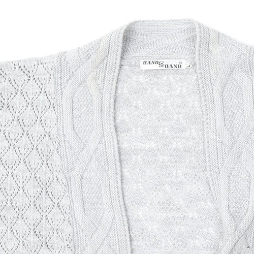 Hand to Hand Womens Grey V-Neck  Acrylic Cardigan Jumper Size L