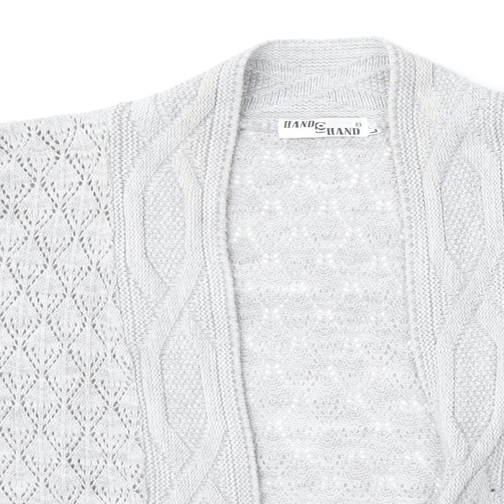 Hand to Hand Womens Grey V-Neck  Acrylic Cardigan Jumper Size L