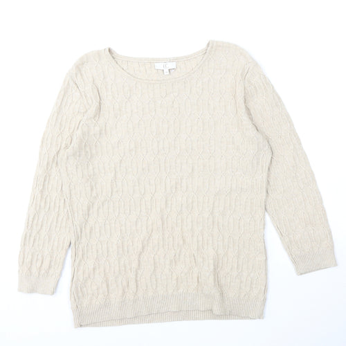 CC Womens Beige Round Neck  Cotton Pullover Jumper Size M