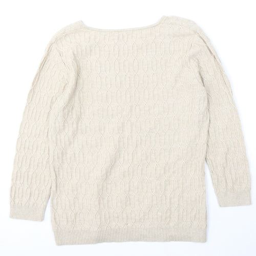 CC Womens Beige Round Neck  Cotton Pullover Jumper Size M