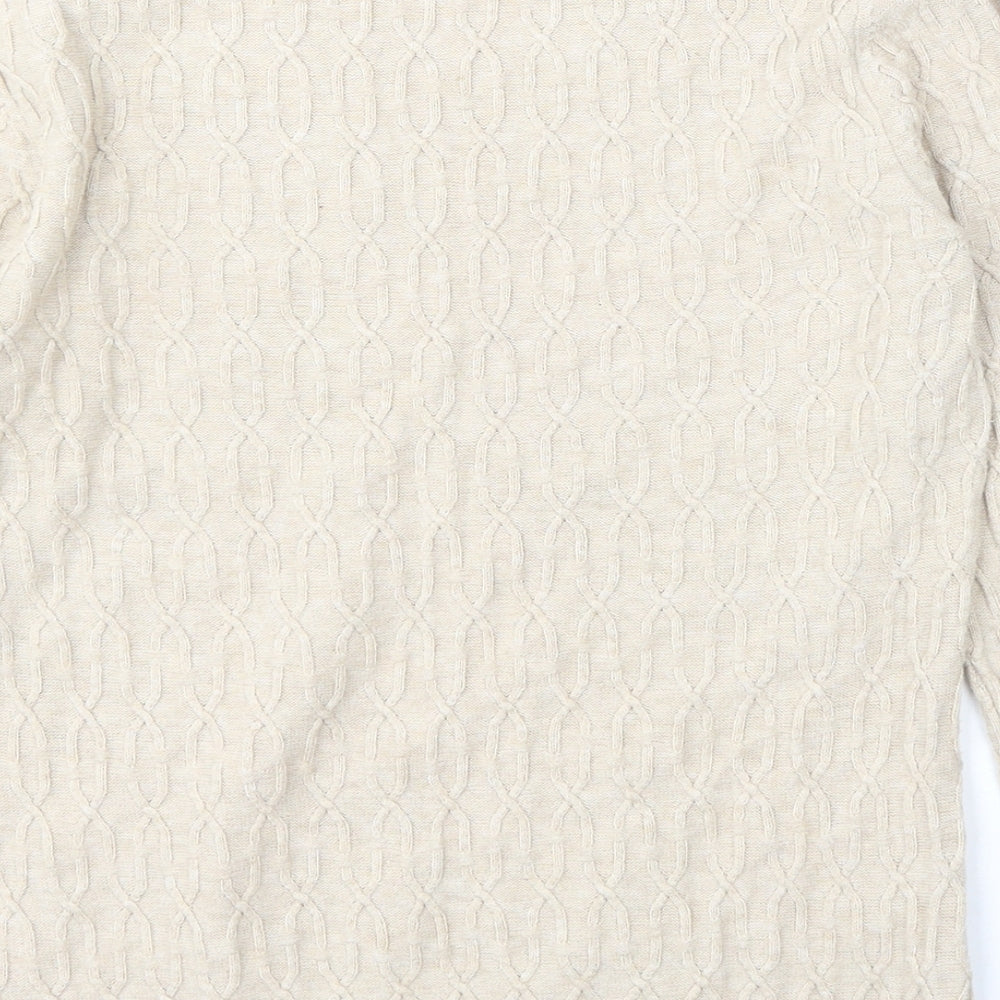 CC Womens Beige Round Neck  Cotton Pullover Jumper Size M