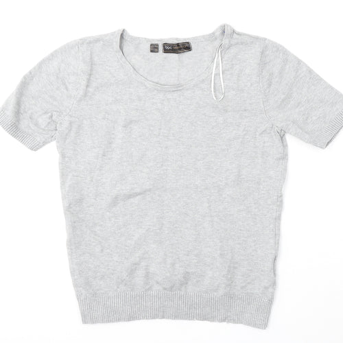 bonprix Womens Grey Round Neck  Cotton Pullover Jumper Size S