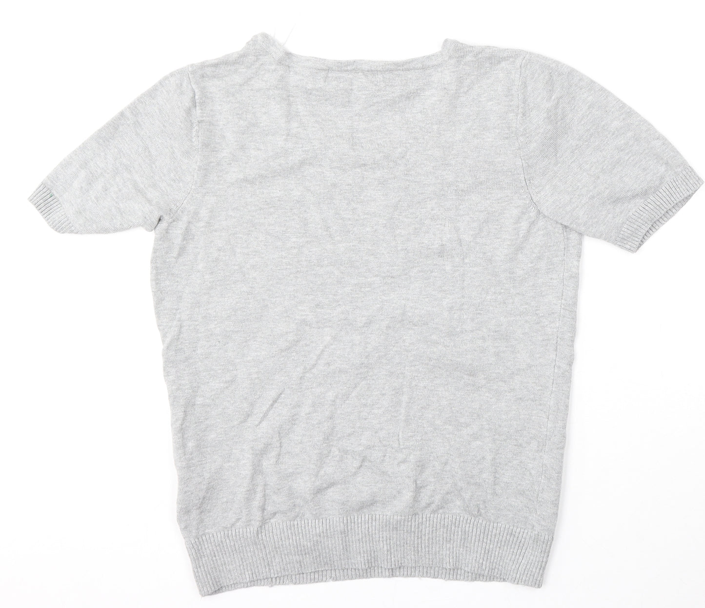 bonprix Womens Grey Round Neck  Cotton Pullover Jumper Size S