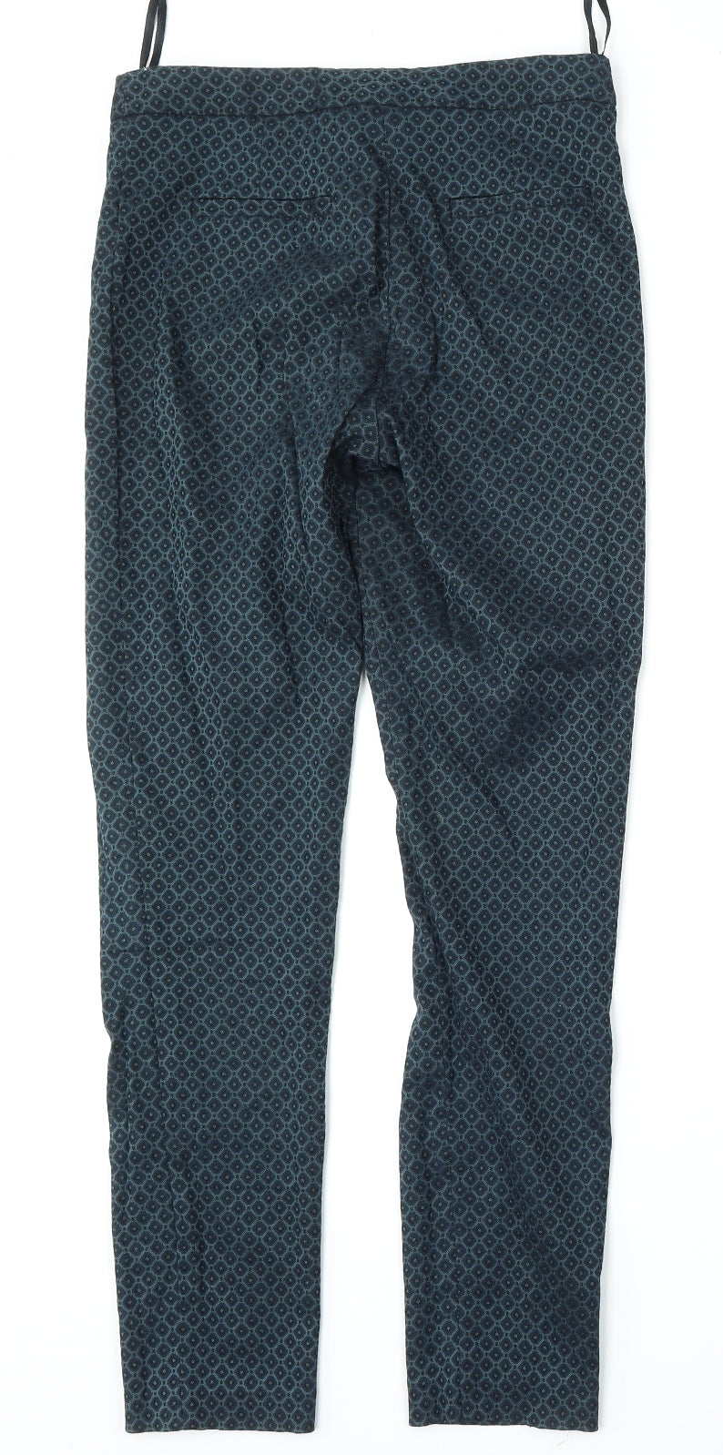 Dunnes Stores Womens Green Geometric Viscose Trousers  Size 8 L29 in Regular