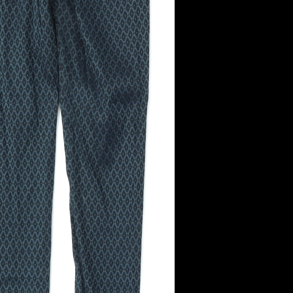 Dunnes Stores Womens Green Geometric Viscose Trousers  Size 8 L29 in Regular