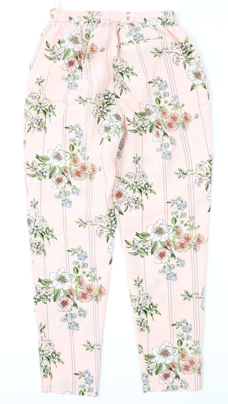 Primark Womens Pink Floral Polyester Trousers  Size 10 L28 in Regular