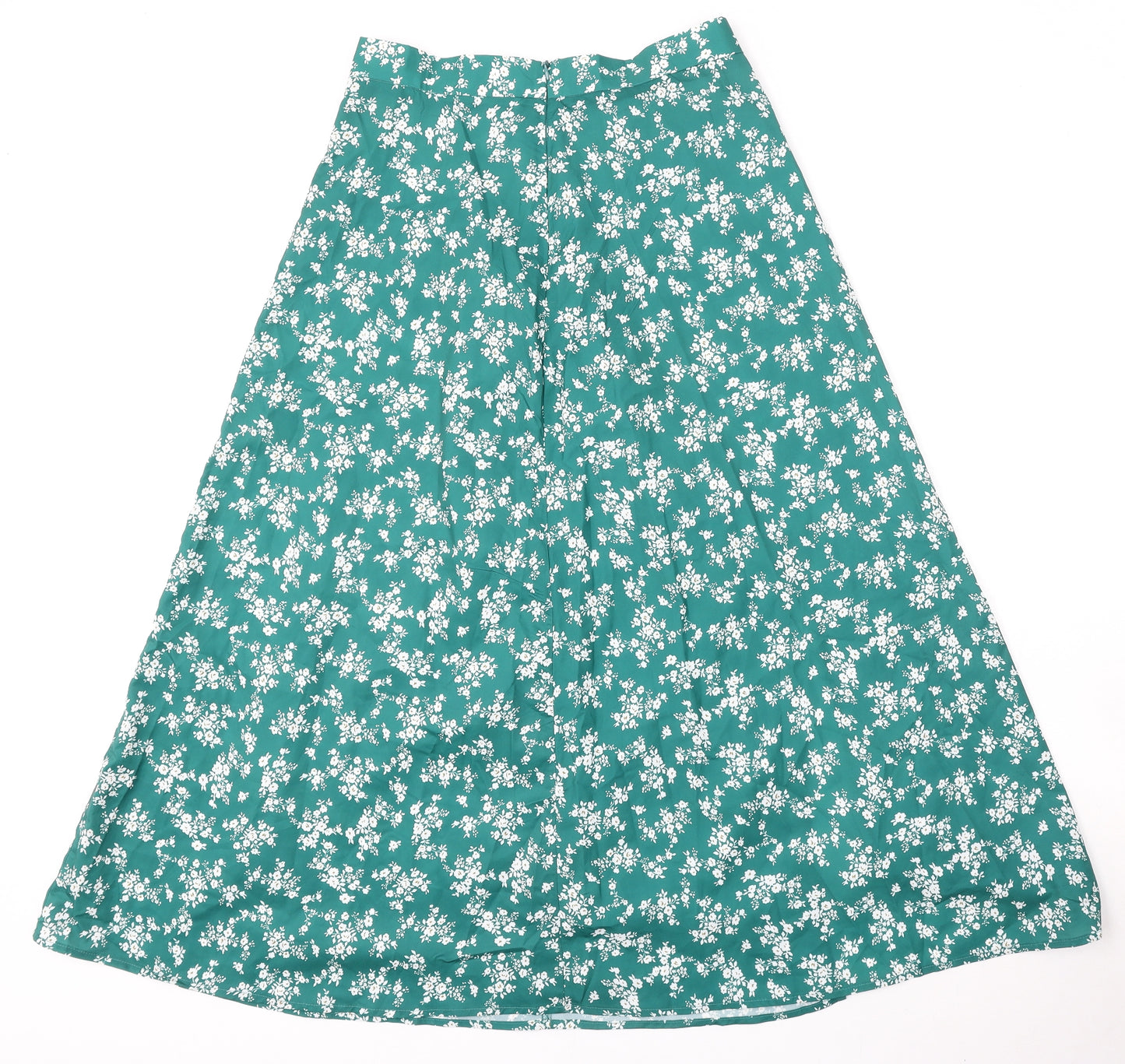 SheIn Womens Green Floral Polyester Skater Skirt Size M