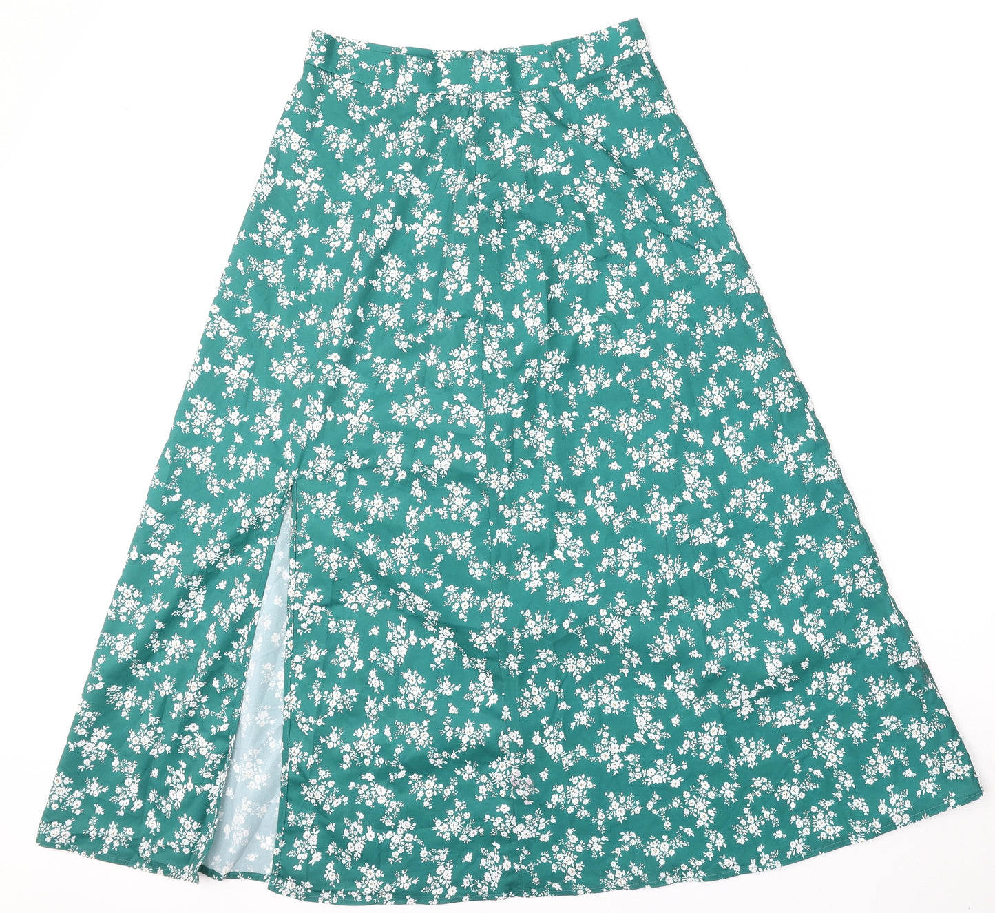 SheIn Womens Green Floral Polyester Skater Skirt Size M