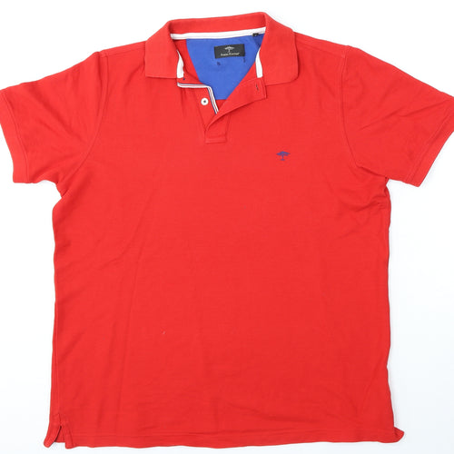 Fynch-Hatton Mens Red  Cotton  Polo Size M Collared Button