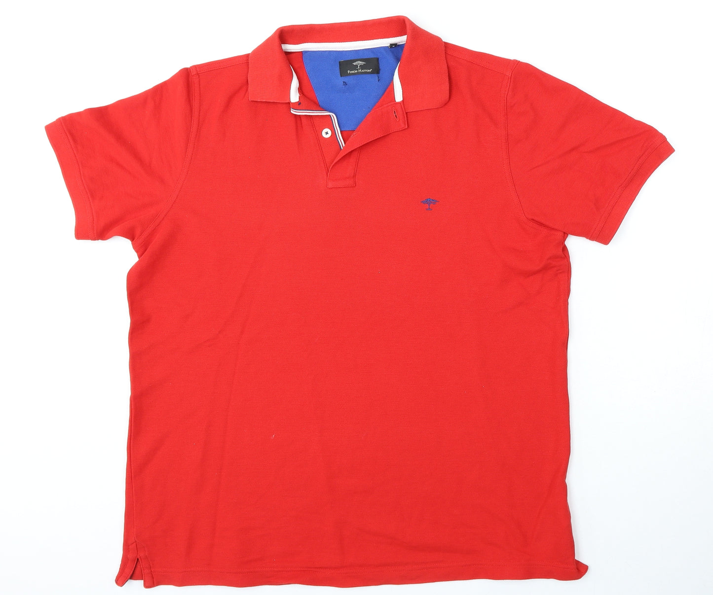 Fynch-Hatton Mens Red  Cotton  Polo Size M Collared Button