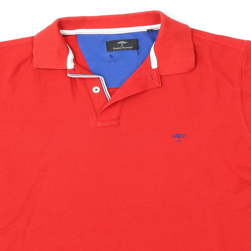 Fynch-Hatton Mens Red  Cotton  Polo Size M Collared Button