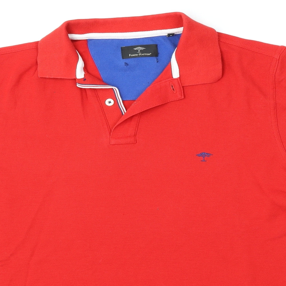 Fynch-Hatton Mens Red  Cotton  Polo Size M Collared Button