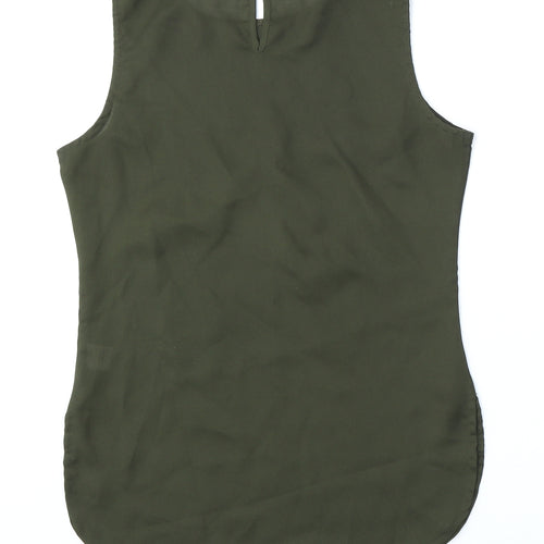 Blue Inc Womens Green  Polyester Basic Tank Size 8 Round Neck