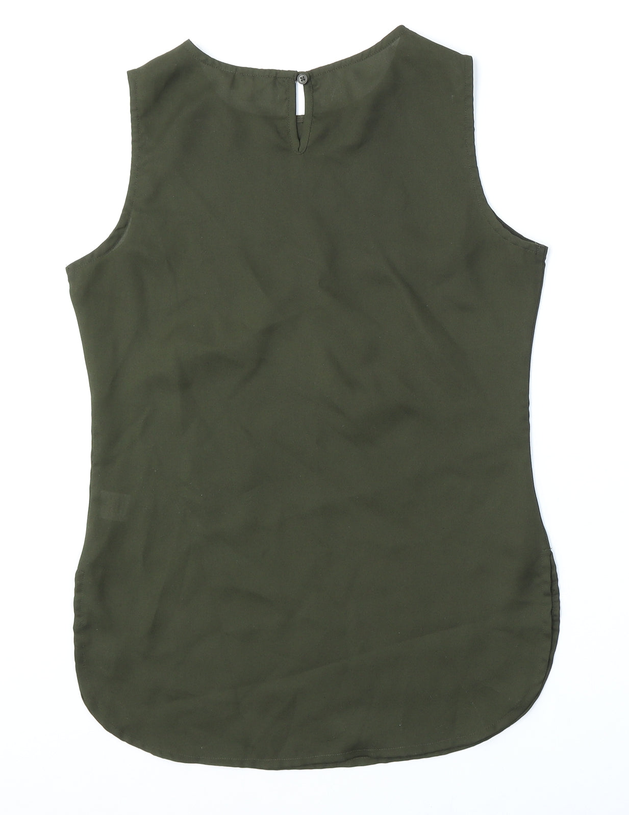 Blue Inc Womens Green  Polyester Basic Tank Size 8 Round Neck