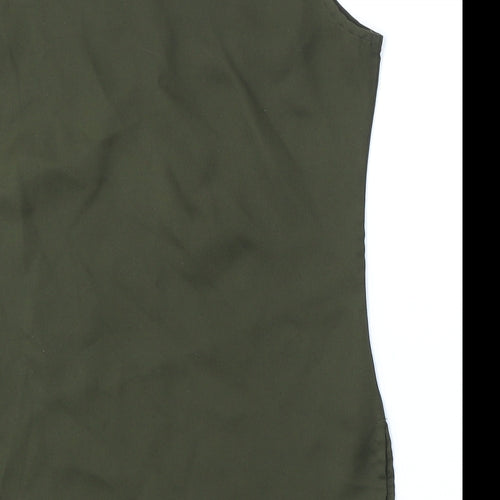 Blue Inc Womens Green  Polyester Basic Tank Size 8 Round Neck