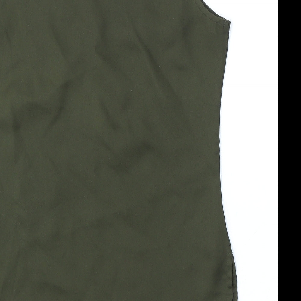 Blue Inc Womens Green  Polyester Basic Tank Size 8 Round Neck
