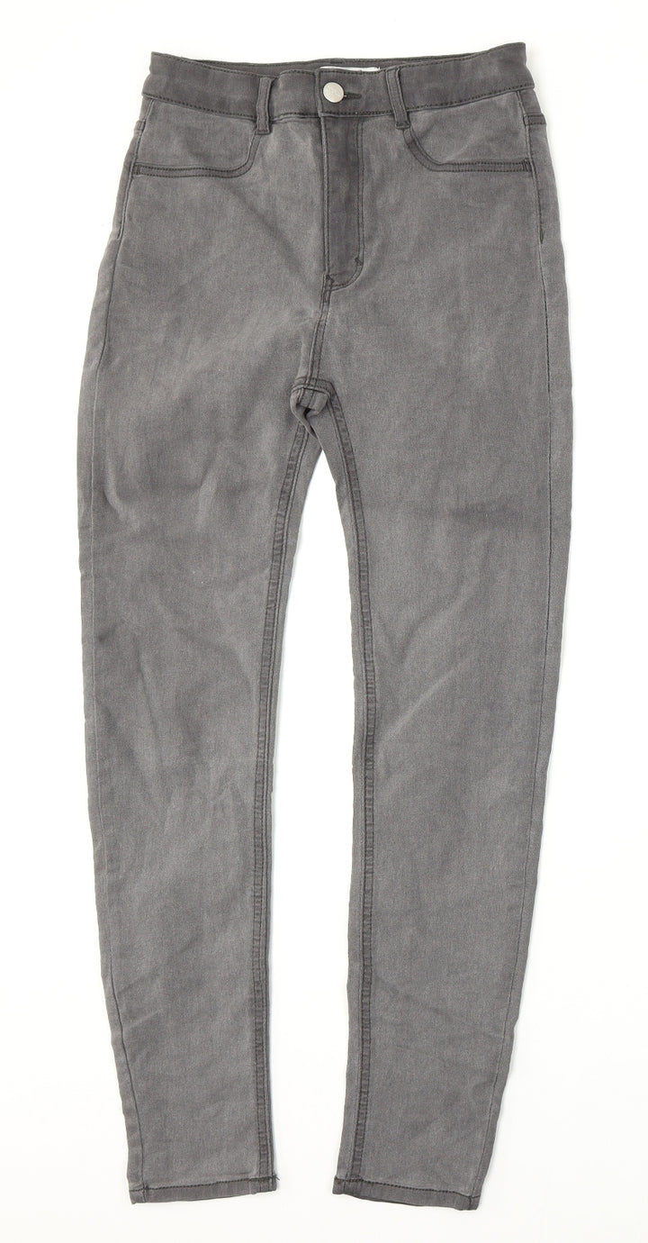 Pull&Bear Womens Grey Cotton Skinny Jeans Size 8 L27 in Regular Button