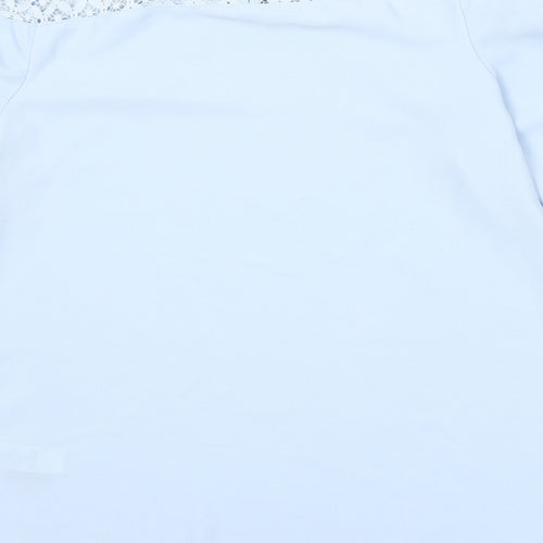 F&F Womens Blue  Cotton Basic Blouse Size 6 Round Neck