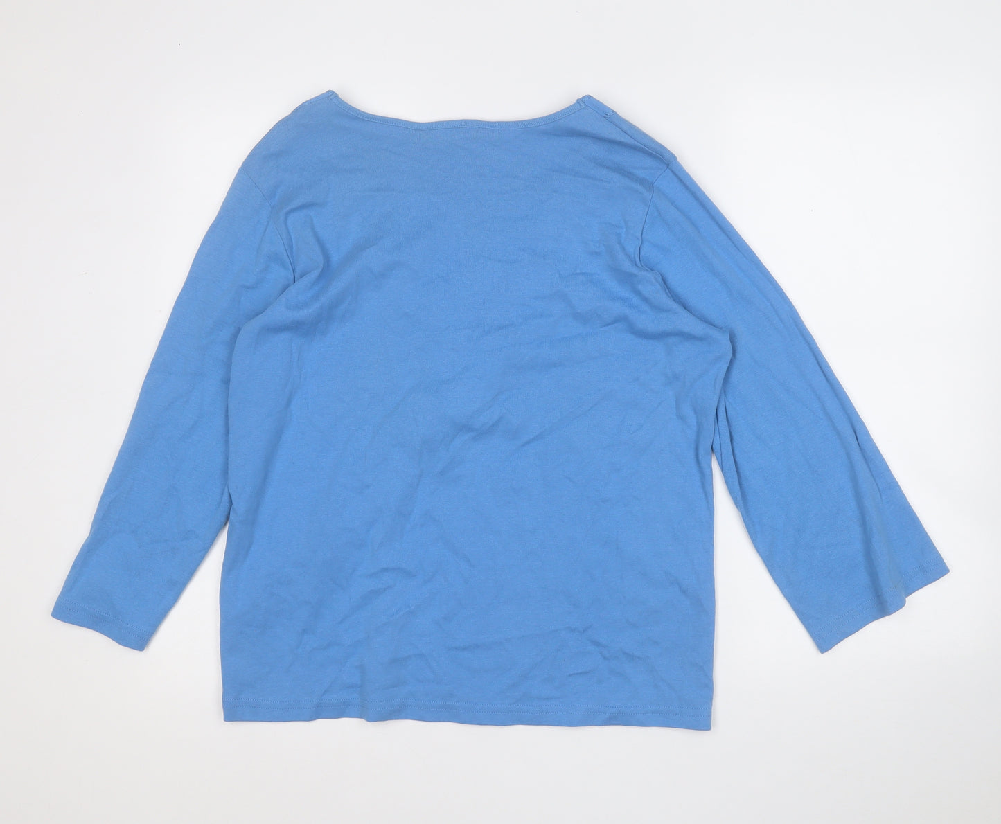 Casual Club Womens Blue V-Neck  Cotton Pullover Jumper Size 18