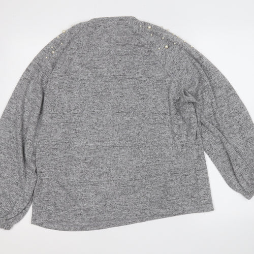 Savida Womens Grey Round Neck Geometric Polyester Pullover Jumper Size L