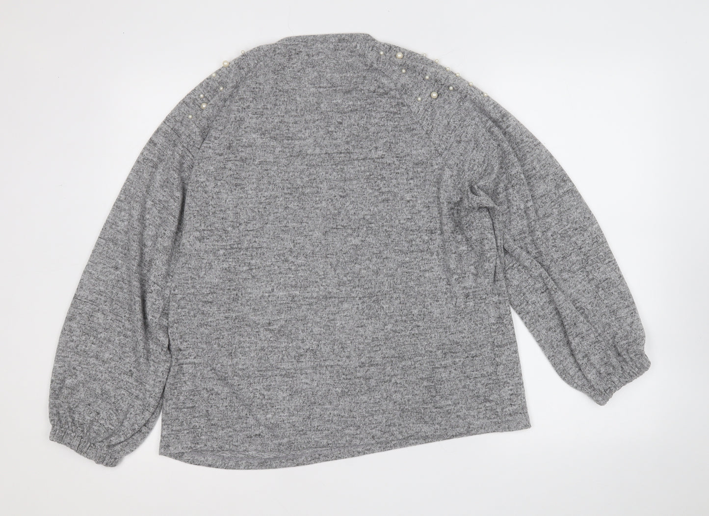 Savida Womens Grey Round Neck Geometric Polyester Pullover Jumper Size L