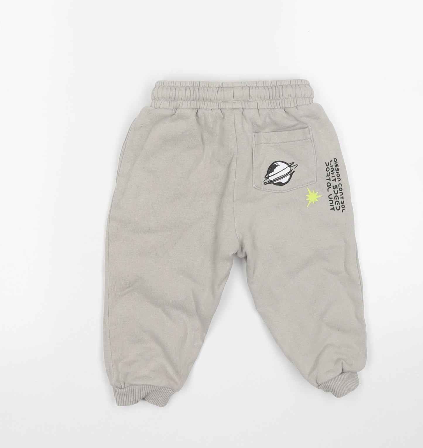 NEXT Boys Grey  Cotton Jogger Trousers Size 12-18 Months   - Space Rocket