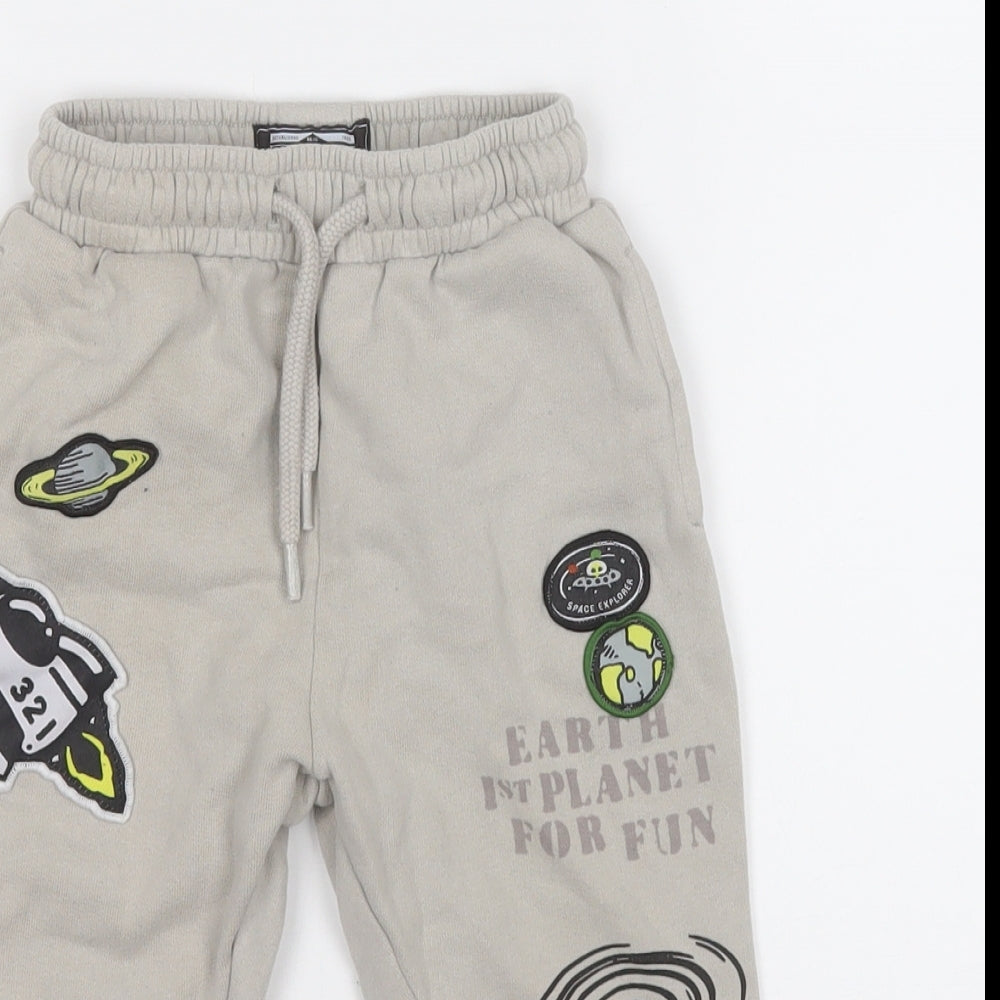 NEXT Boys Grey  Cotton Jogger Trousers Size 12-18 Months   - Space Rocket