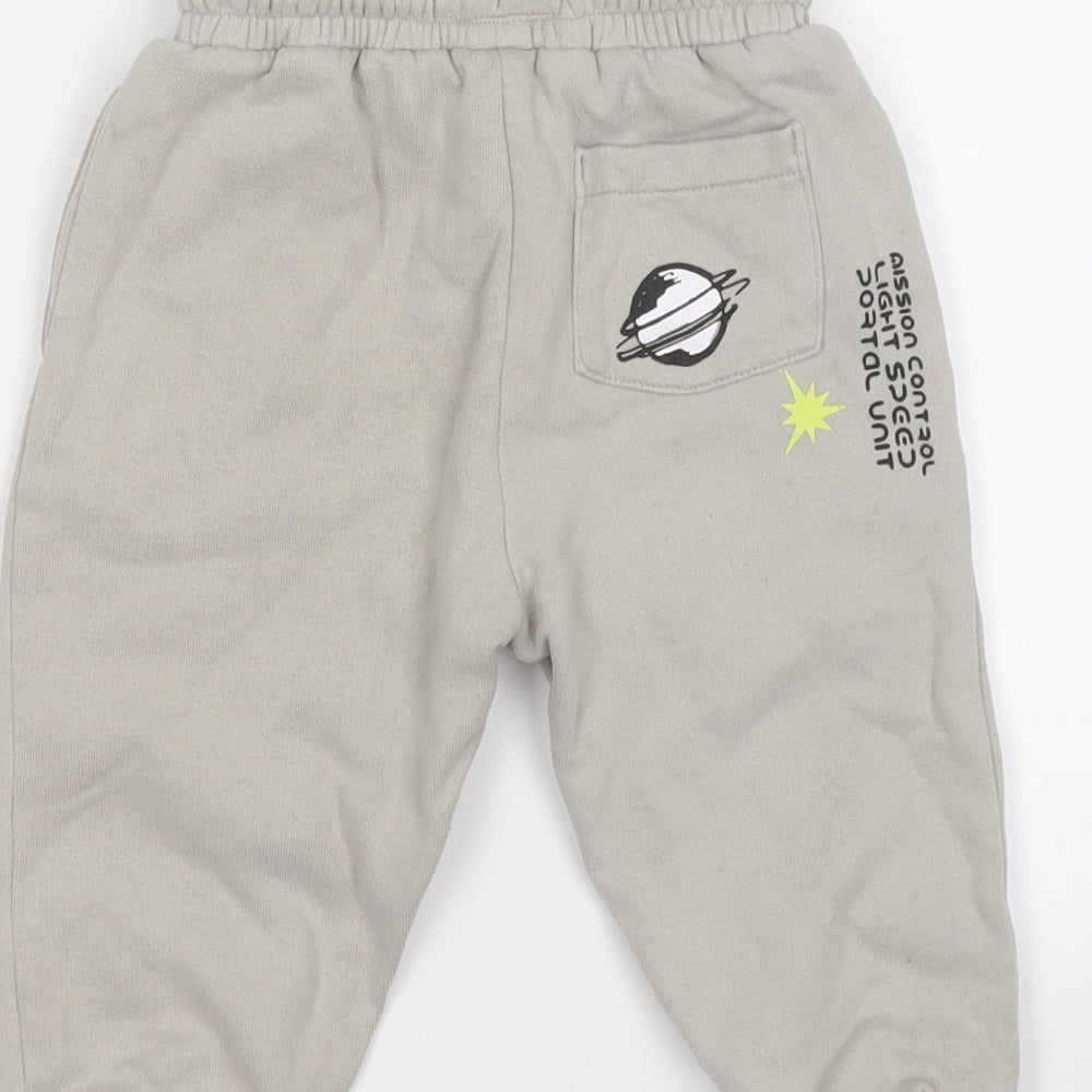 NEXT Boys Grey  Cotton Jogger Trousers Size 12-18 Months   - Space Rocket