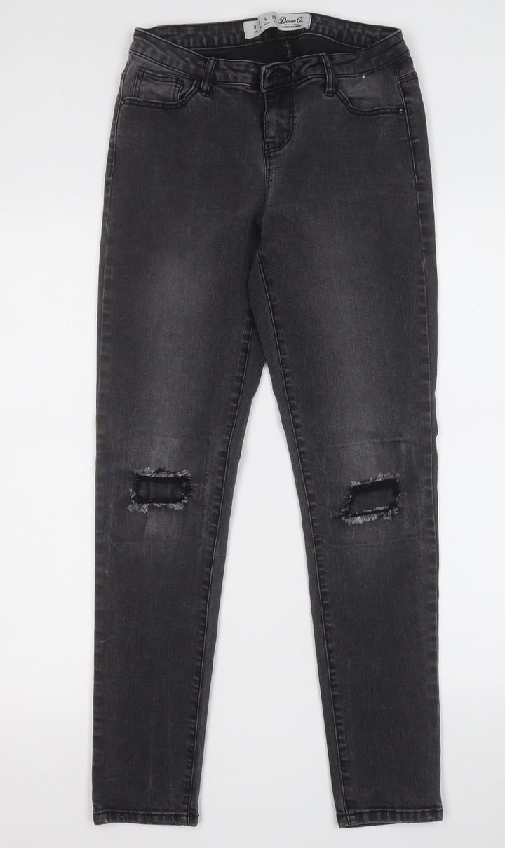 Denim & Co. Womens Grey Cotton Skinny Jeans Size 8 L27 in Regular