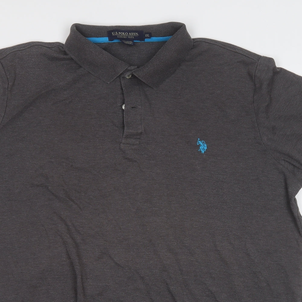 US Polo Assn. Mens Grey  Cotton  Polo Size 2XL Collared