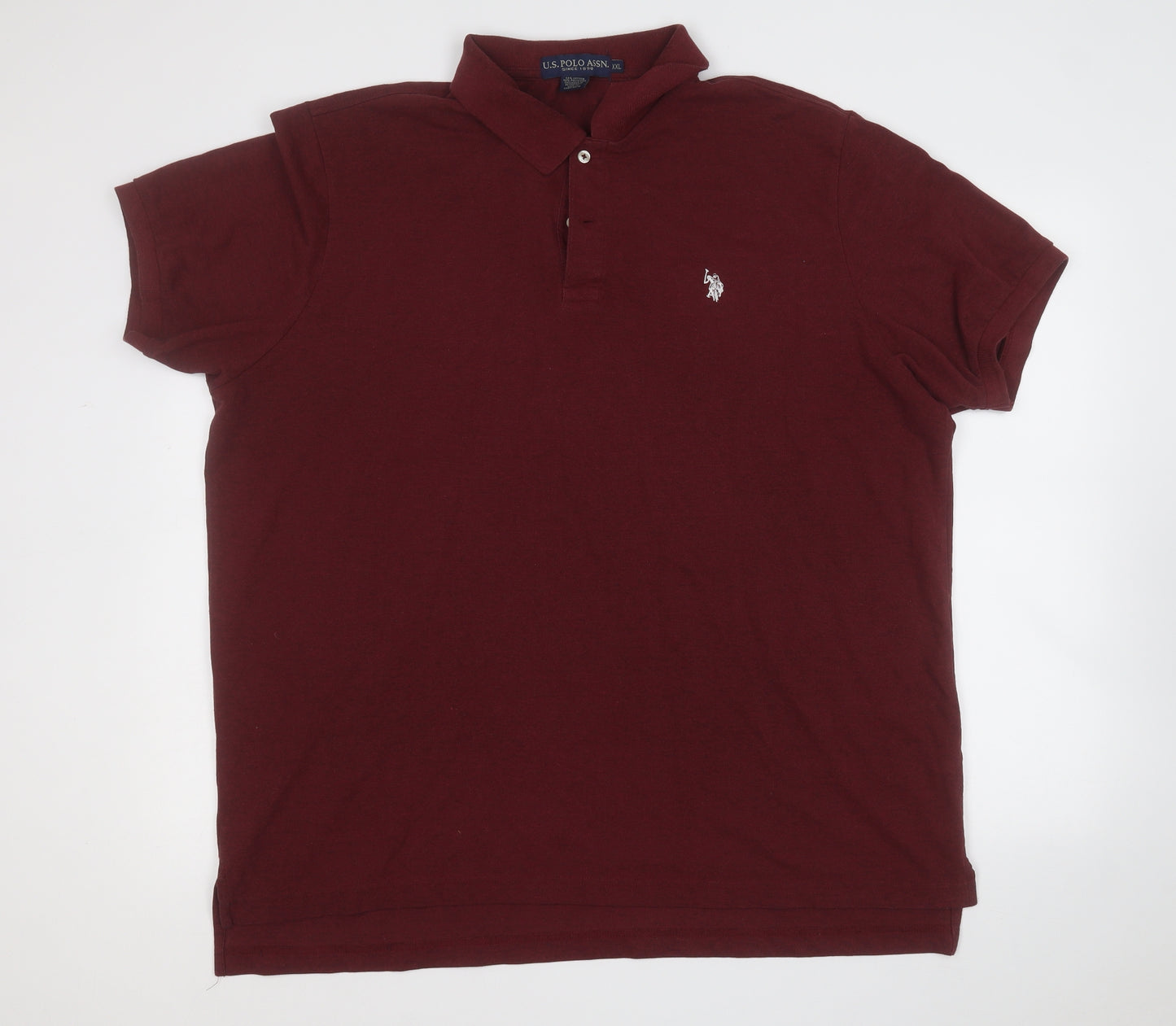 US Polo Assn. Mens Red  Cotton  Polo Size 2XL Collared