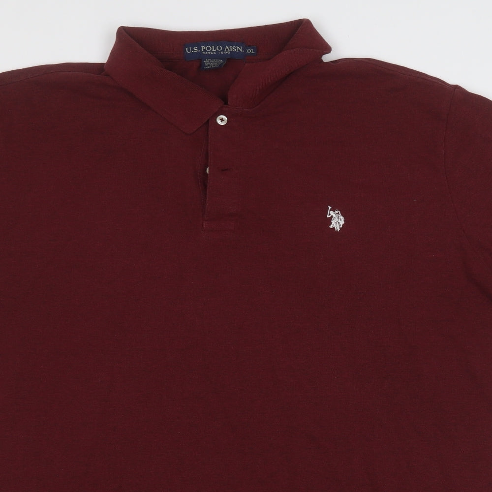 US Polo Assn. Mens Red  Cotton  Polo Size 2XL Collared