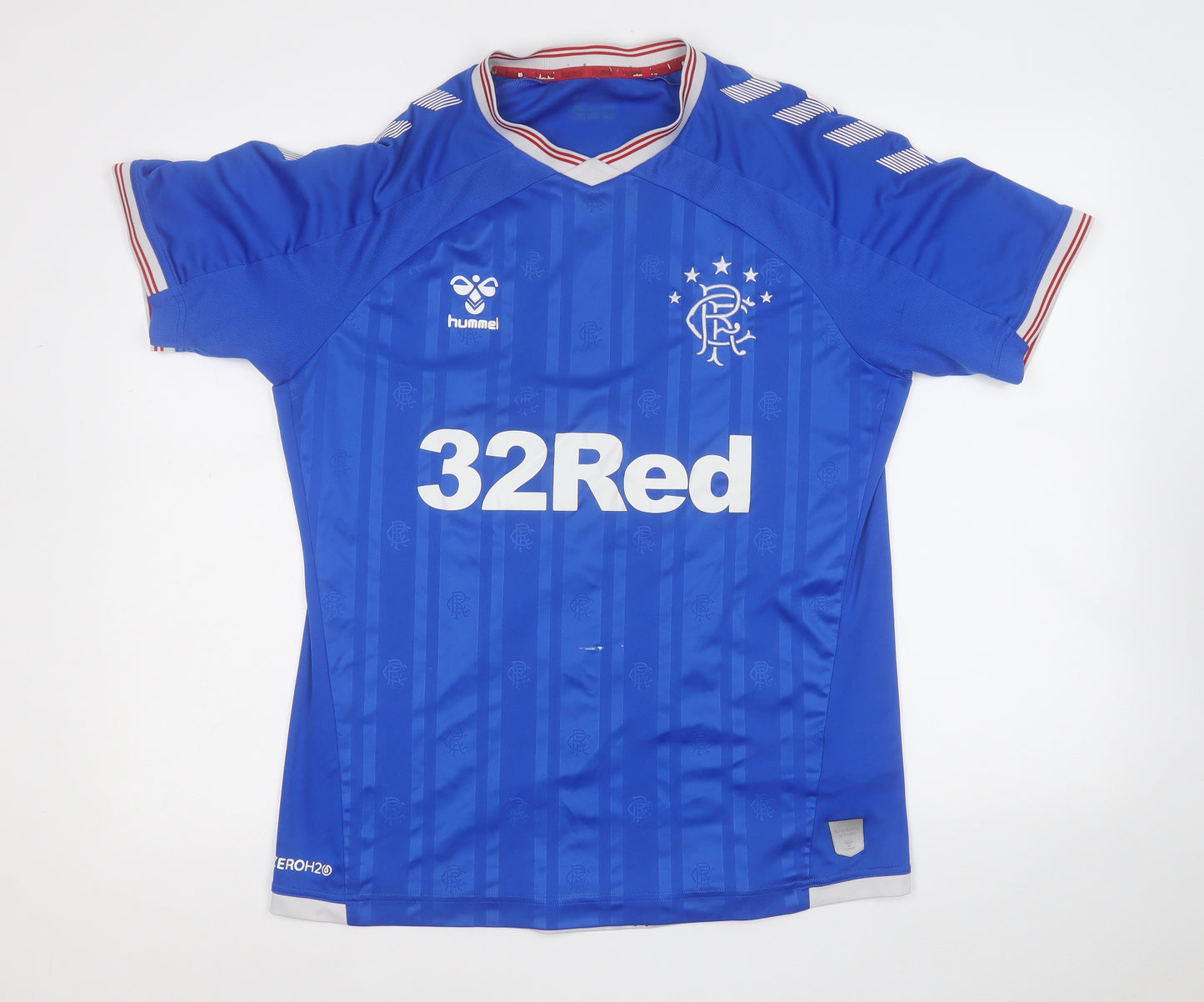 Hummel Mens Blue  Polyester Jersey T-Shirt Size M Round Neck  - Rangers Football Shirt