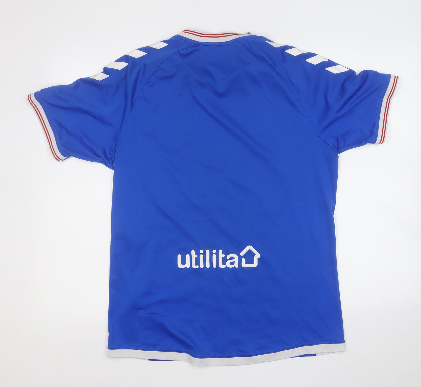Hummel Mens Blue  Polyester Jersey T-Shirt Size M Round Neck  - Rangers Football Shirt