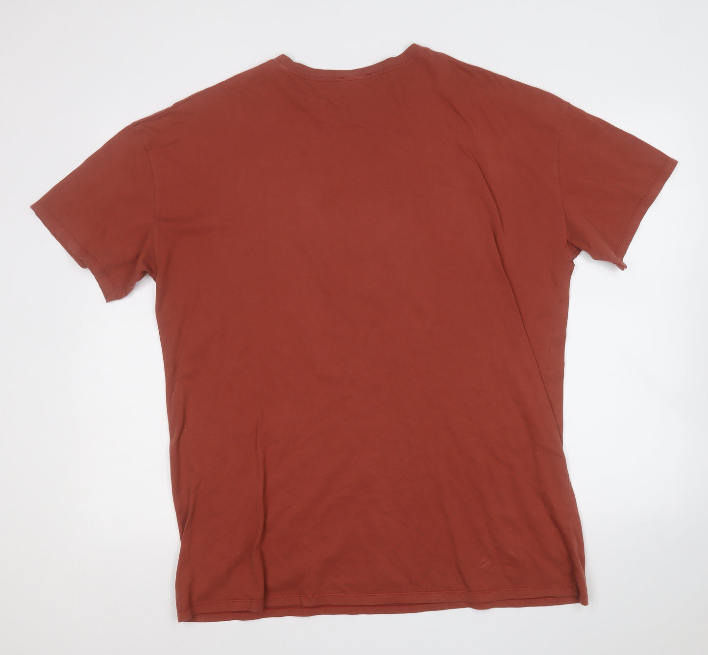 pacific republic  Mens Orange  Polyester  T-Shirt Size L Round Neck