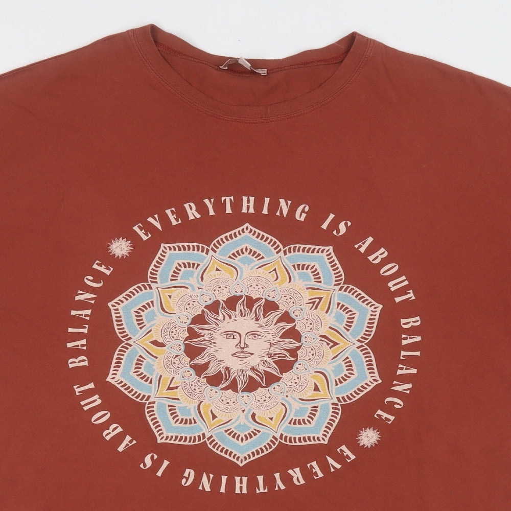 pacific republic  Mens Orange  Polyester  T-Shirt Size L Round Neck