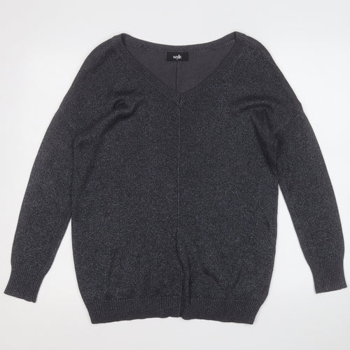 Wallis Womens Grey Round Neck  Viscose Pullover Jumper Size M