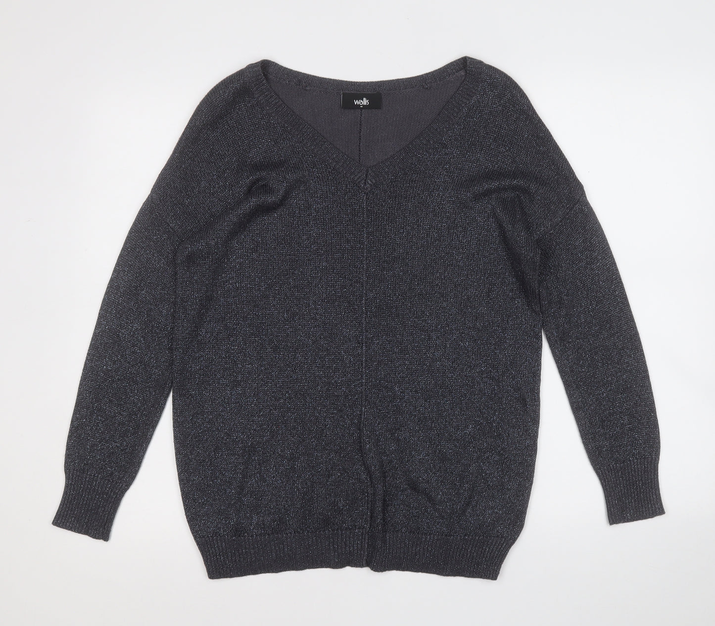 Wallis Womens Grey Round Neck  Viscose Pullover Jumper Size M