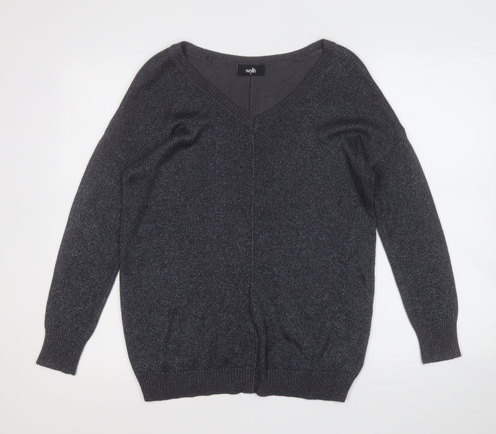 Wallis Womens Grey Round Neck  Viscose Pullover Jumper Size M