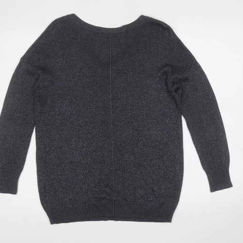 Wallis Womens Grey Round Neck  Viscose Pullover Jumper Size M