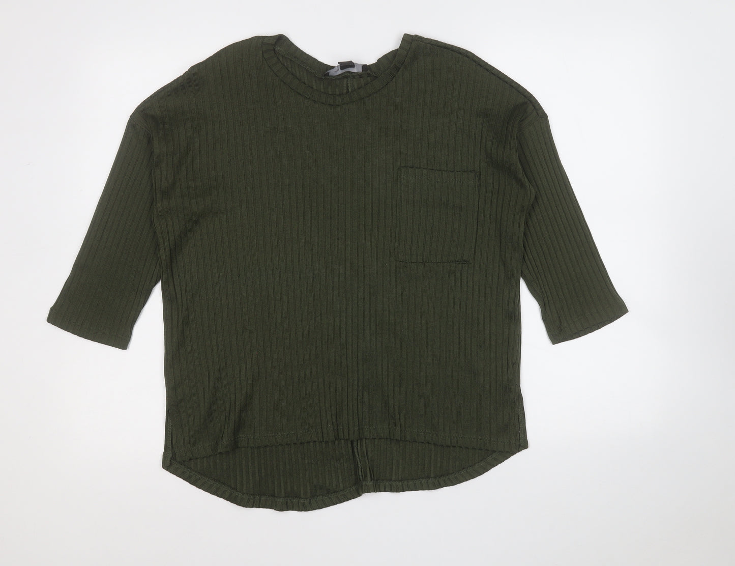 Primark Womens Green  Polyester Basic T-Shirt Size S Round Neck