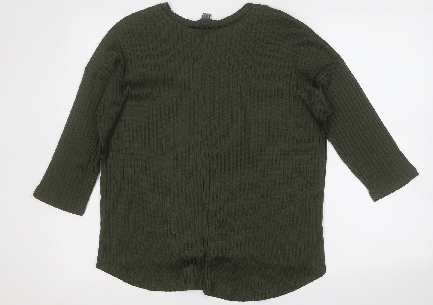 Primark Womens Green  Polyester Basic T-Shirt Size S Round Neck