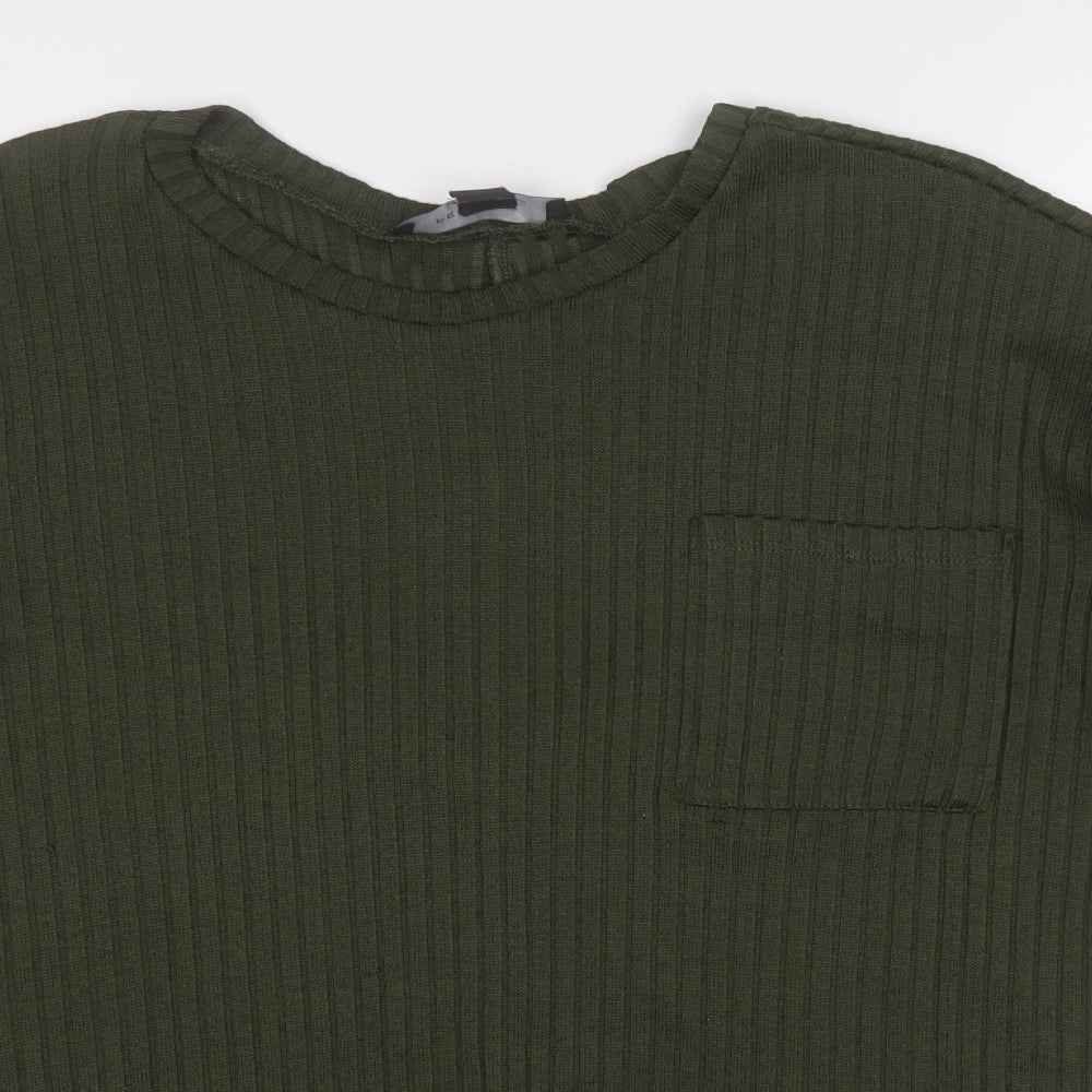 Primark Womens Green  Polyester Basic T-Shirt Size S Round Neck