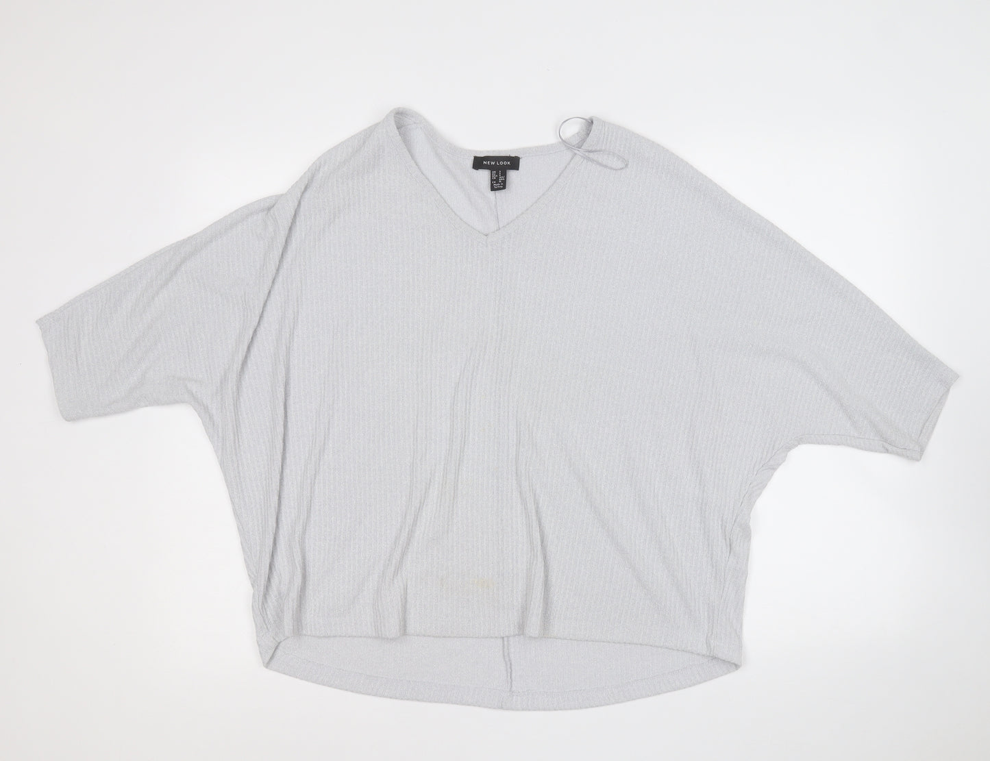 New Look Womens Grey  Viscose Basic Blouse Size S Round Neck