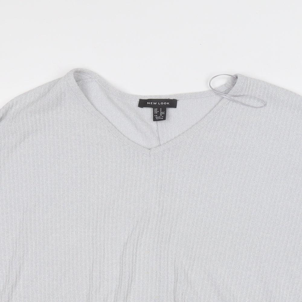 New Look Womens Grey  Viscose Basic Blouse Size S Round Neck