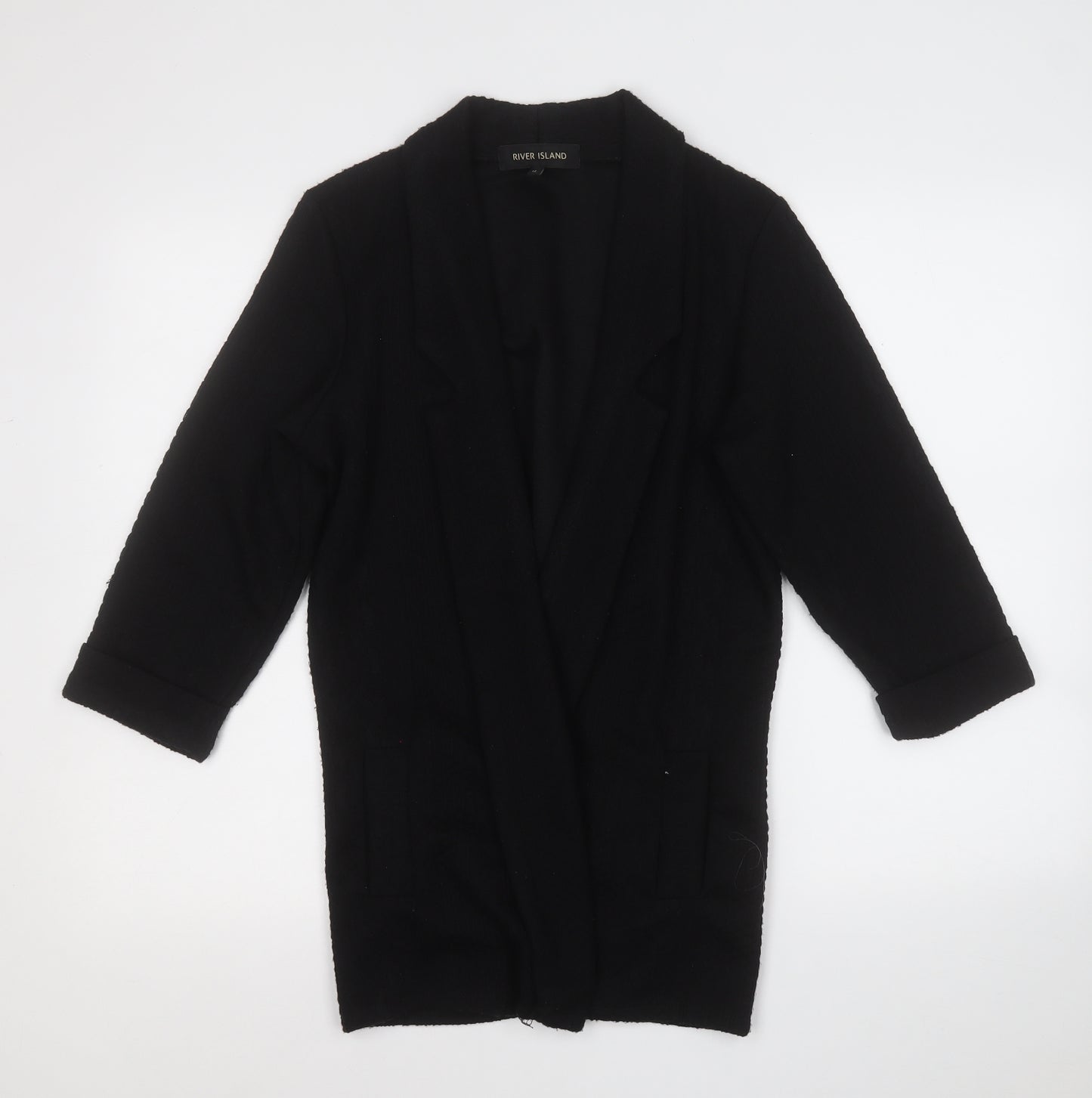 River Island Womens Black V-Neck  Acrylic Cardigan Jumper Size 12