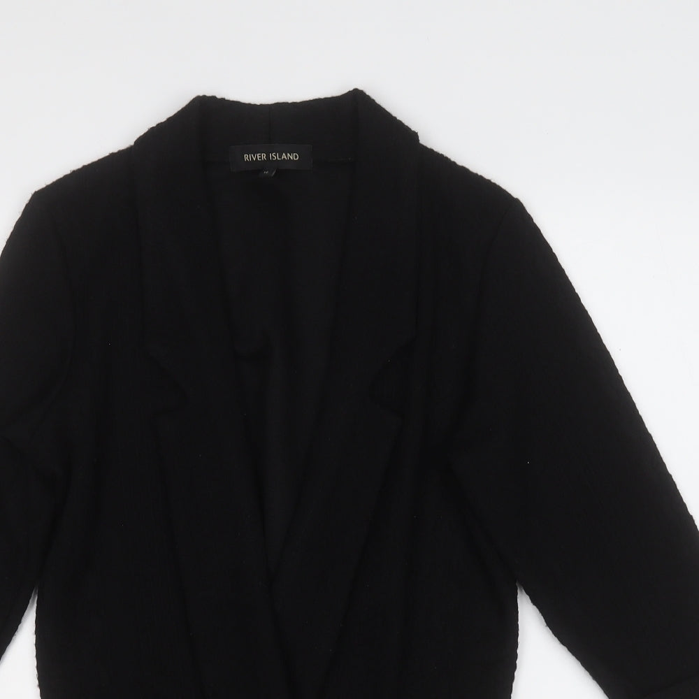 River Island Womens Black V-Neck  Acrylic Cardigan Jumper Size 12